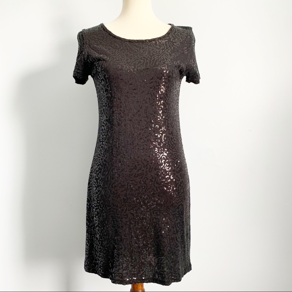 JUS D’ ORANGE Black Sequin Cocktail Dress Small